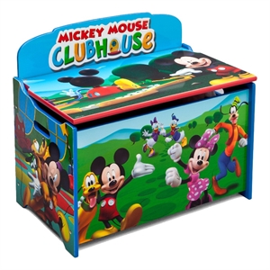 delta children mickey mouse engineered wood deluxe toy box in multi-color