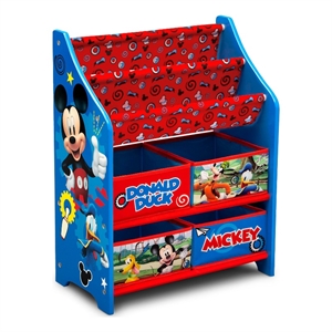 delta children mickey mouse fabric toy and book organizer in multi-color