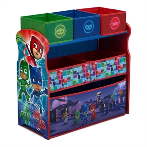 delta children pj masks wood multi-bin toy organizer in multi-color