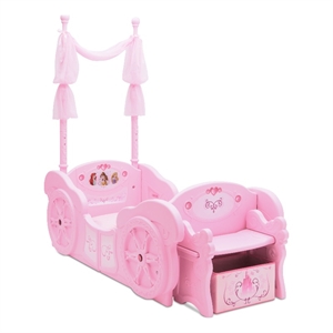 delta children princess plastic convertible toddler-to-twin bed in pink