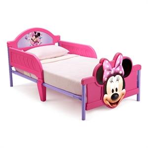 delta children mickey mouse plastic toddler bed in pink/purple
