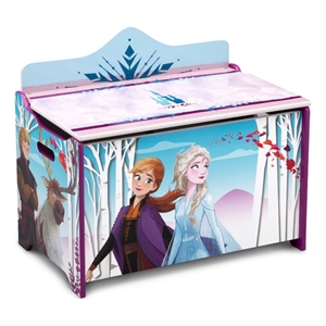 delta children frozen ii engineered wood deluxe toy box in multi-color