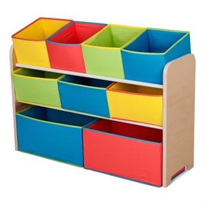 delta children generic fabric toy organizer with storage bins in multi-color
