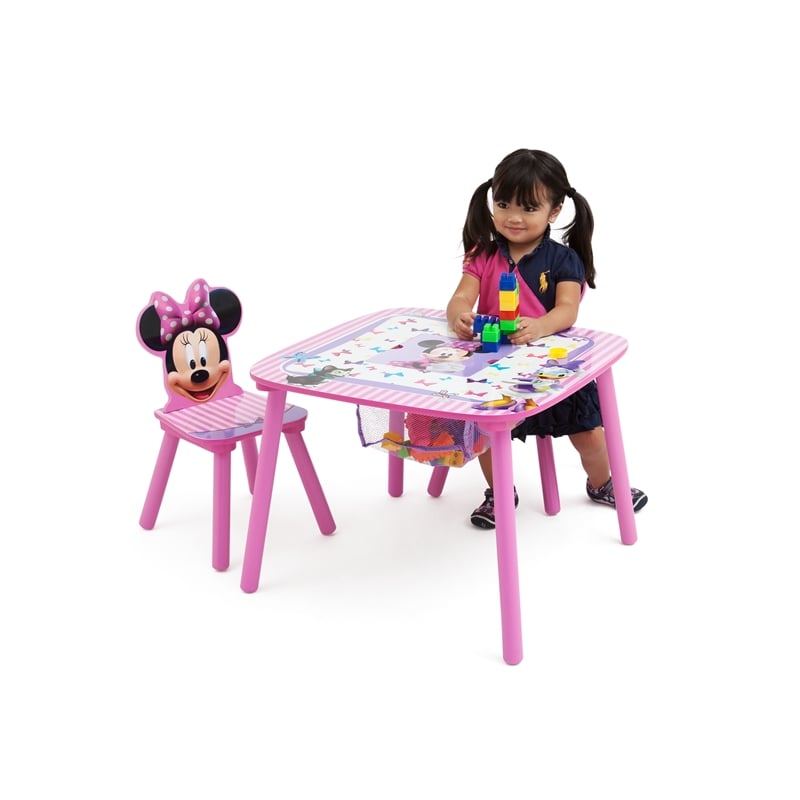 Minnie mouse wooden online table and chair set