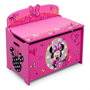 delta children minnie mouse engineered wood deluxe toy box in pink