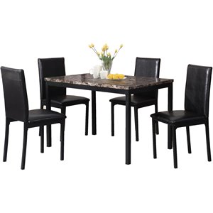 roundhill furniture citico 5pc dining set with laminated faux marble top