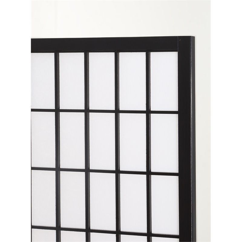 Roundhill Furniture Roland 4-Panel Oriental Shoji Screen/Room Divider in Black