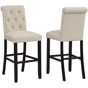 roundhill furniture leviton solid wood tufted asons barstool (set of 2)