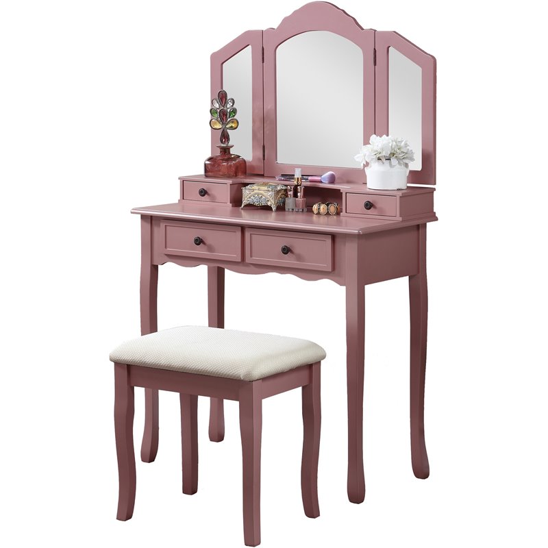 Tavolo da toilette per bambini con sgabello MARGIE Rosa