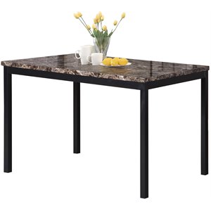 roundhill furniture noyes dining table with laminated faux marble top in black