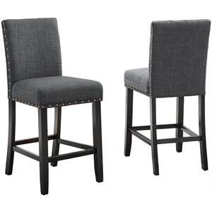 roundhill furniture biony fabric counter stool with nailheads (set of 2)
