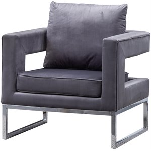 roundhill furniture lenola velvet upholstered accent arm chair chrome base