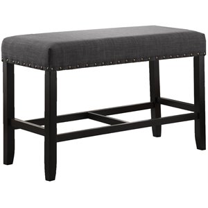 roundhill furniture biony fabric counter dining bench with nailhead trim