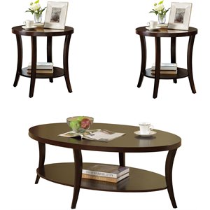 roundhill furniture perth 3pc oval coffee table and end table set