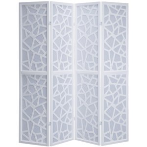 roundhill furniture giyano rice paper/wood 4-panel screen room divider in white