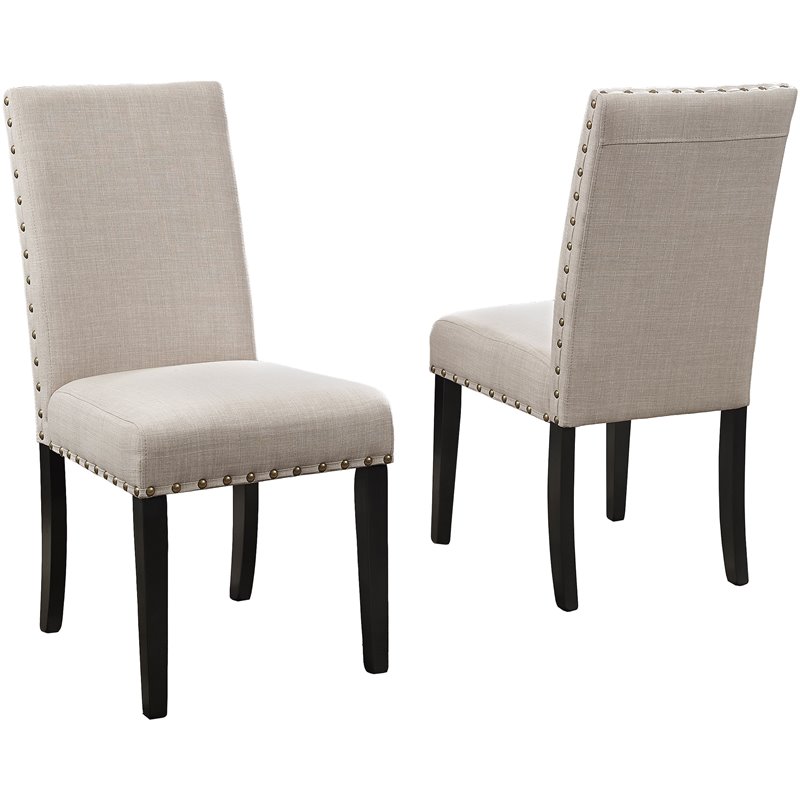 Roundhill Furniture Biony Fabric Dining, Fabric Nailhead Dining Chairs