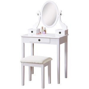roundhill furniture moniys wood makeup vanity table and stool set