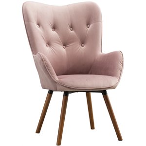 roundhill furniture doarnin velvet button tufted back accent chair