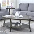 Roundhill Furniture Perth 3Pc Oval Coffee Table and End Table Set in Gray