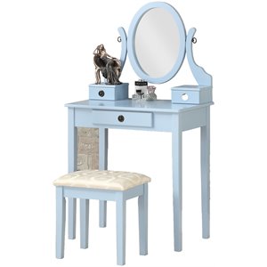 roundhill furniture moniys wood makeup vanity table and stool set
