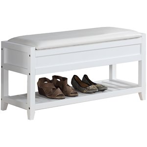 roundhill furniture rouen wood entryway bench with shoe storage
