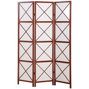 roundhill furniture paper and wood 3-panel screen room divider