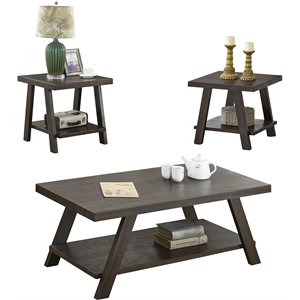 roundhill furniture athens wood coffee table set