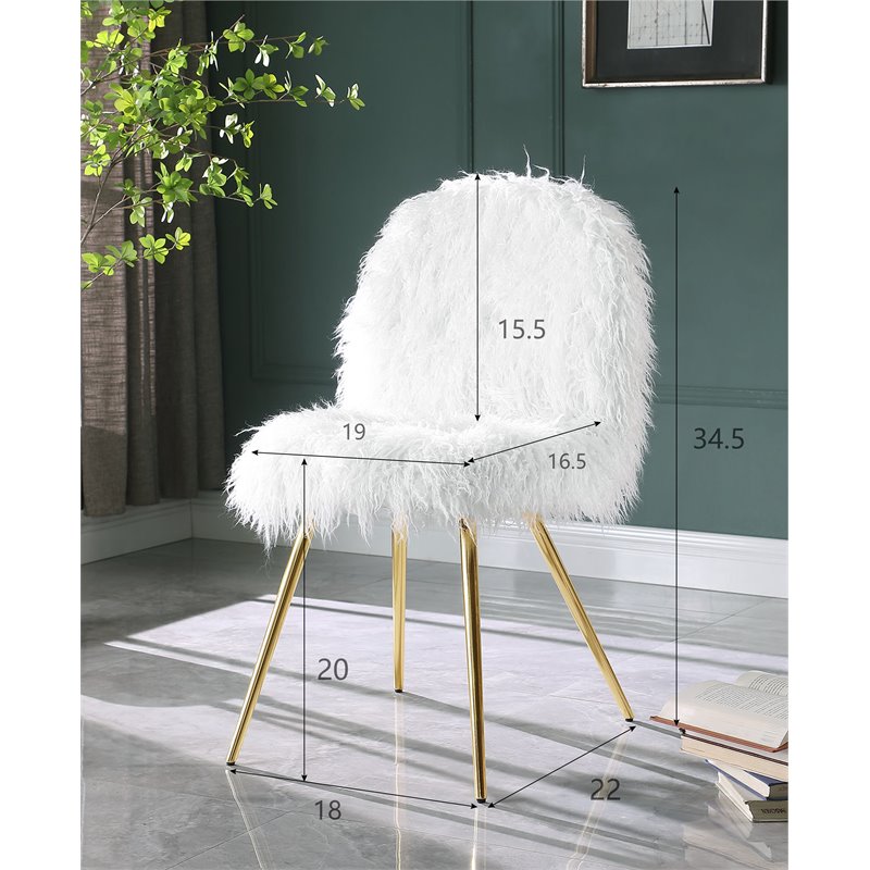 Gold chair with online white fur