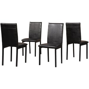roundhill furniture noyes faux leather dining chair (set of 4)