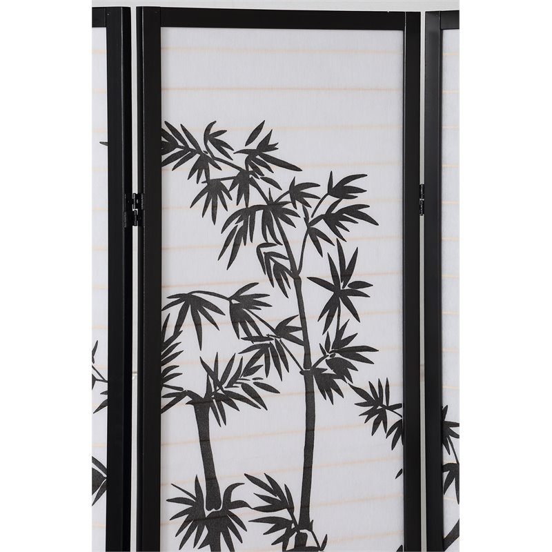 Roundhill Furniture 3-Panel Oriental Shoji Screen/Room Divider in Black