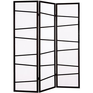 roundhill furniture paper and wood 3-panel screen room divider