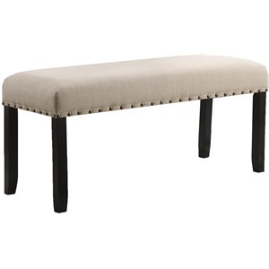 roundhill furniture biony fabric dining bench with nailhead trim