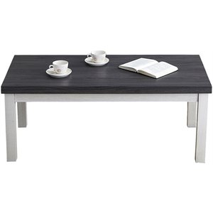 roundhill furniture ronan two-tone mdf wood rectangle coffee table in gray/white