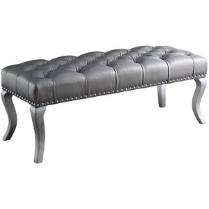 roundhill furniture decor maxem fabric upholstered bench with nailhead