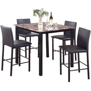 roundhill furniture citico counter dining set w/laminated faux marble top black