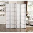 Roundhill Furniture Seto Rice Paper and Wood 4-Panel Room Divider Screen Silver