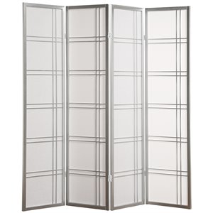roundhill furniture seto rice paper and wood 4-panel room divider screen