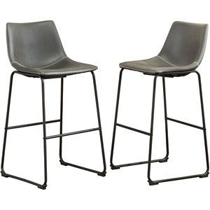 roundhill furniture lotusville faux leather barstool (set of 2)