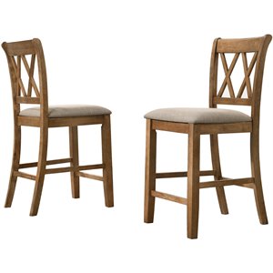 roundhill furniture windvale fabric seat counter dining chair brown (set of 2)