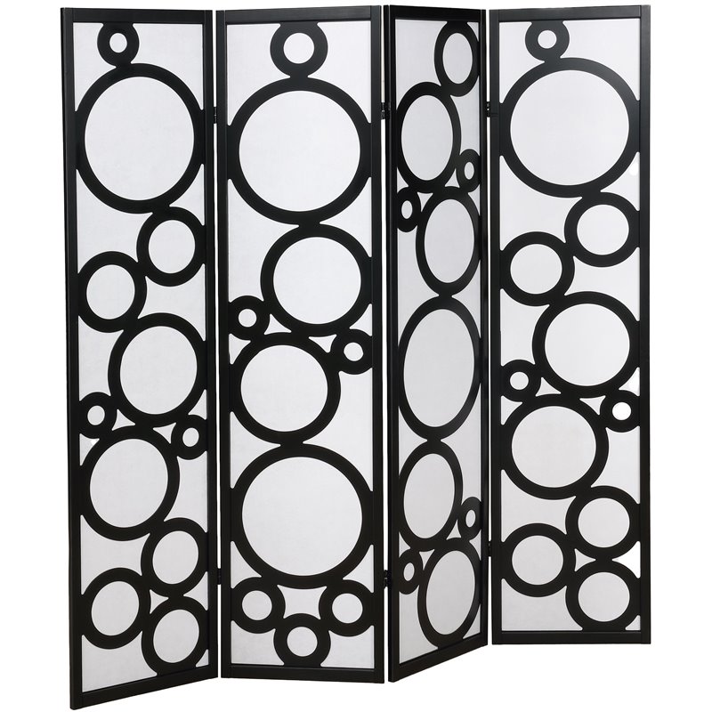 Roundhill Furniture Arvada 4Panel Wood Room Divider w/Circle Pattern