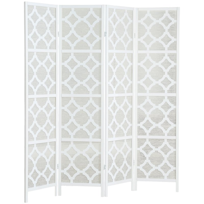 Roundhill Furniture Quarterfoil infused Diamond 4Panel Room Divider in