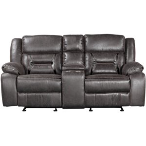 roundhill furniture elkton faux leather manual recliner loveseat