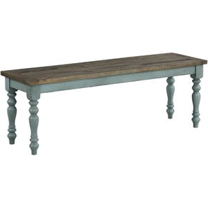 Roundhill Furniture Prato Two-Tone Wood Bench in Brown & Weathered Antique Blue