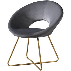 roundhill furniture slatina velvet upholstered accent chair in gold tone