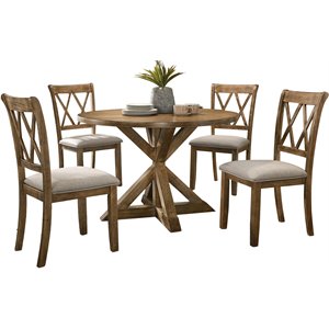 roundhill furniture windvale cross-buck wood 5-piece dining set