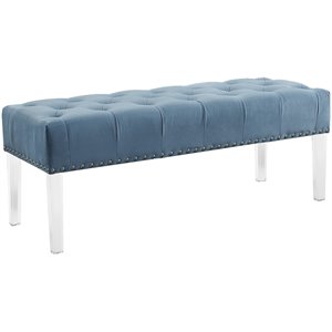 roundhill furniture valley button-tufted velvet bench with acrylic leg
