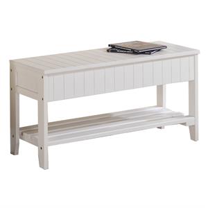 roundhill quality solid wood shoe bench with storage in white