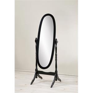 Roundhill Traditional Queen Anna Style Wood Floor Cheval Mirror in Black Finish