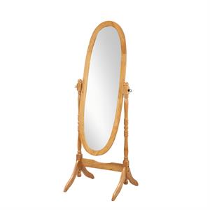 roundhill traditional queen anna style wood floor cheval mirror in oak finish