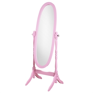 Traditional Queen Anna Style Wood Floor Cheval Mirror in Pink Finish